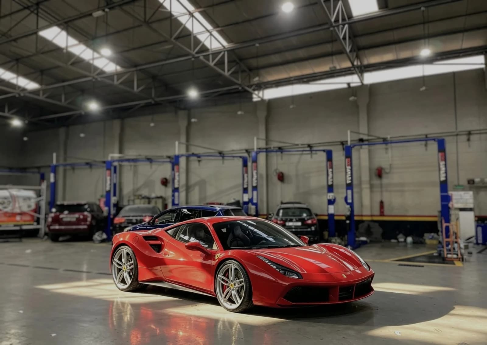 Ferrari at the German Autos workshop in Al Quoz, Dubai