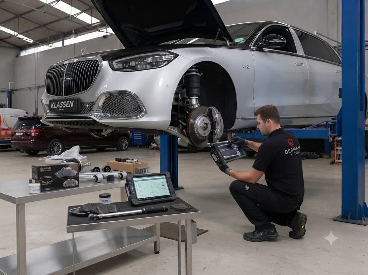 Maybach brake pad and disc replacement at German Autos, Al Quoz Dubai