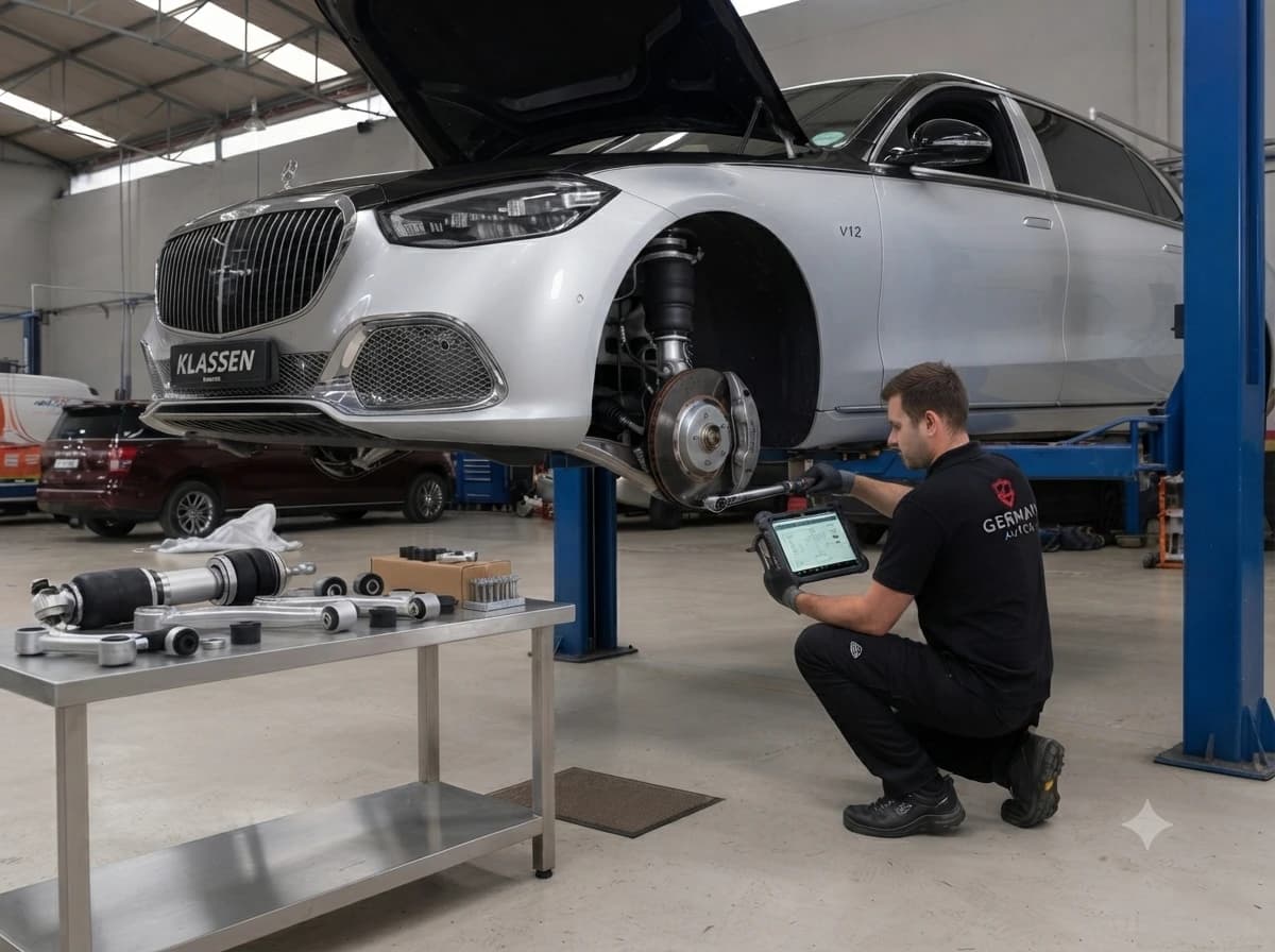 Maybach suspension repair at German Autos, Al Quoz Dubai