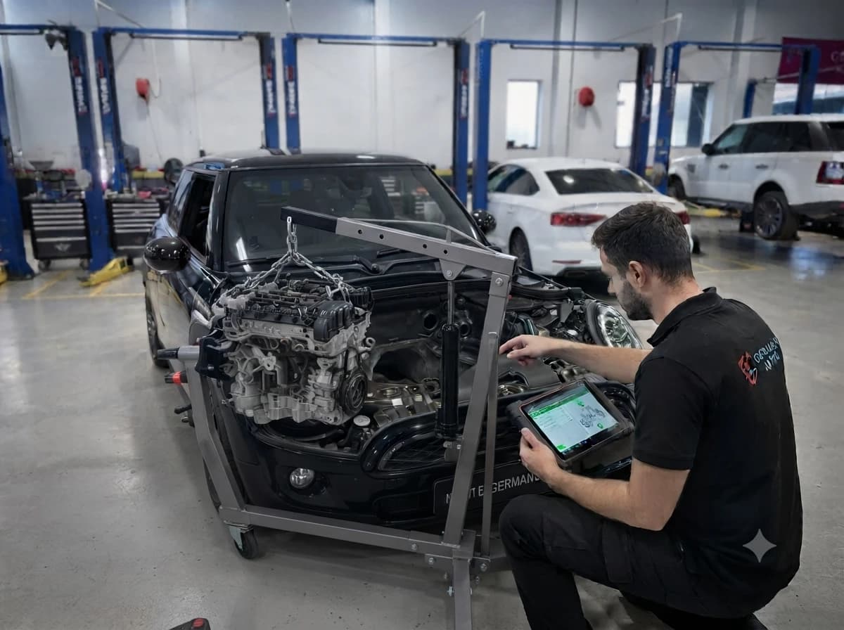 Mini Cooper engine repair at German Autos, Al Quoz Dubai