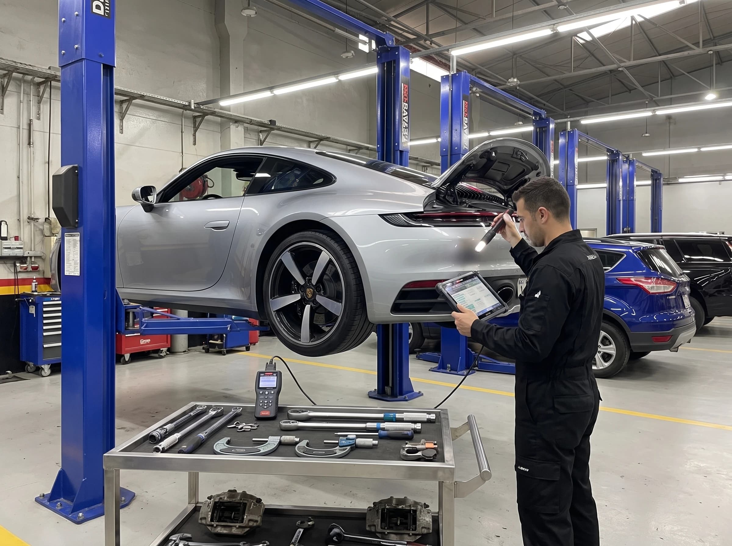 Porsche pre-purchase inspection at German Autos, Al Quoz Dubai