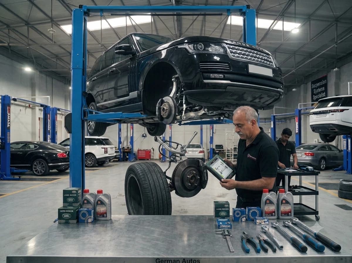 Range Rover brake pad and disc replacement at German Autos, Al Quoz Dubai