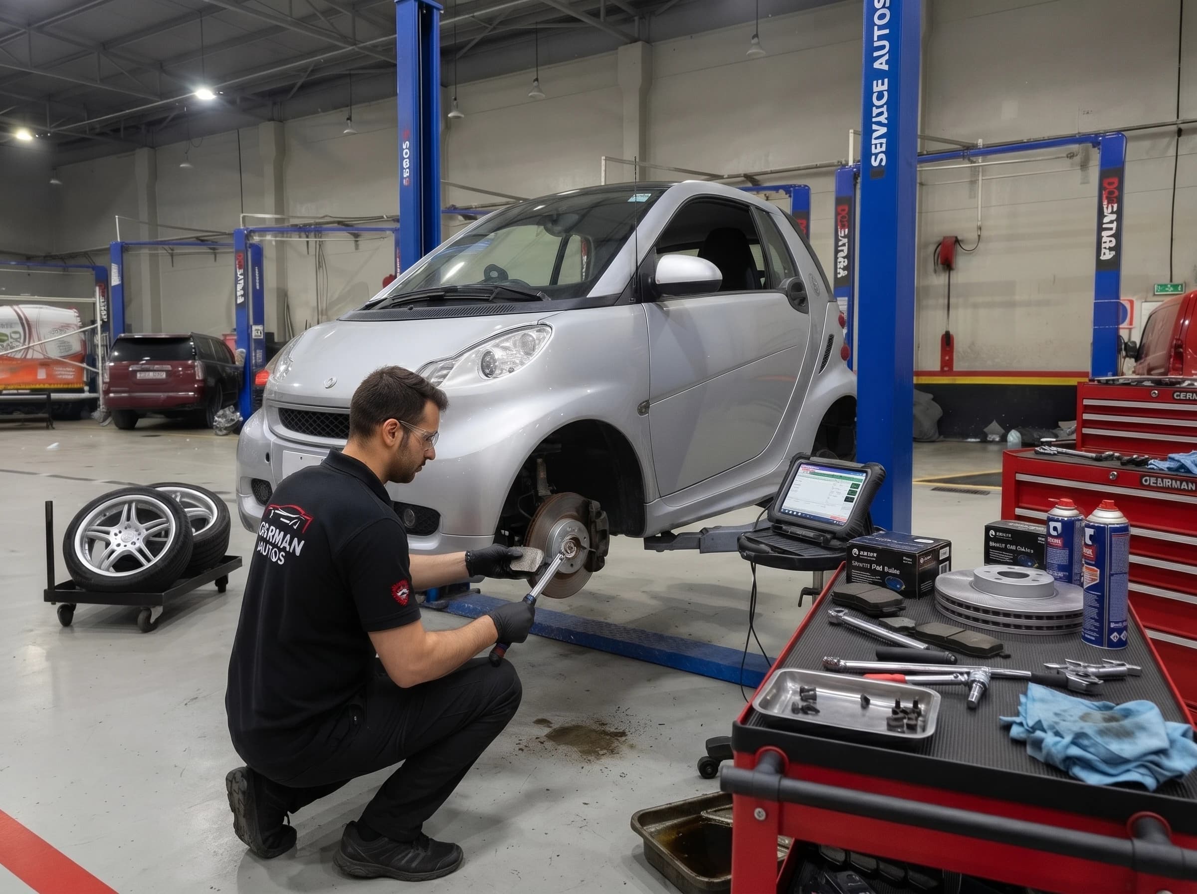 Smart Car brake pad and disc replacement at German Autos, Al Quoz Dubai