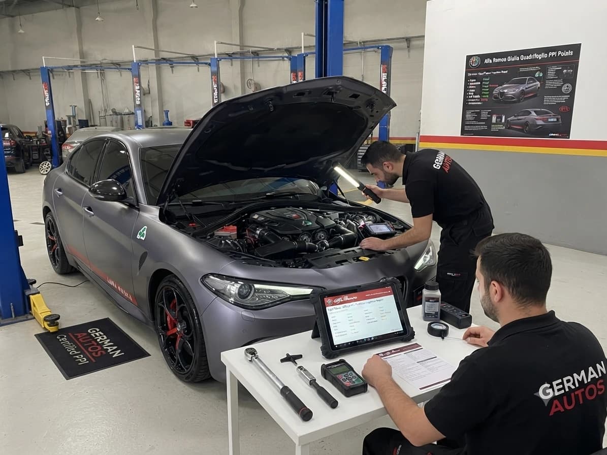 Alfa Romeo pre-purchase inspection at German Autos, Al Quoz Dubai