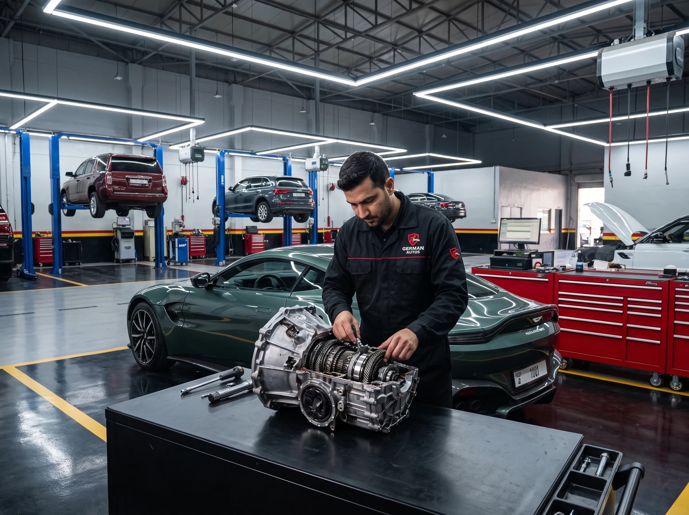 Aston Martin gearbox and transmission repair at German Autos, Al Quoz Dubai