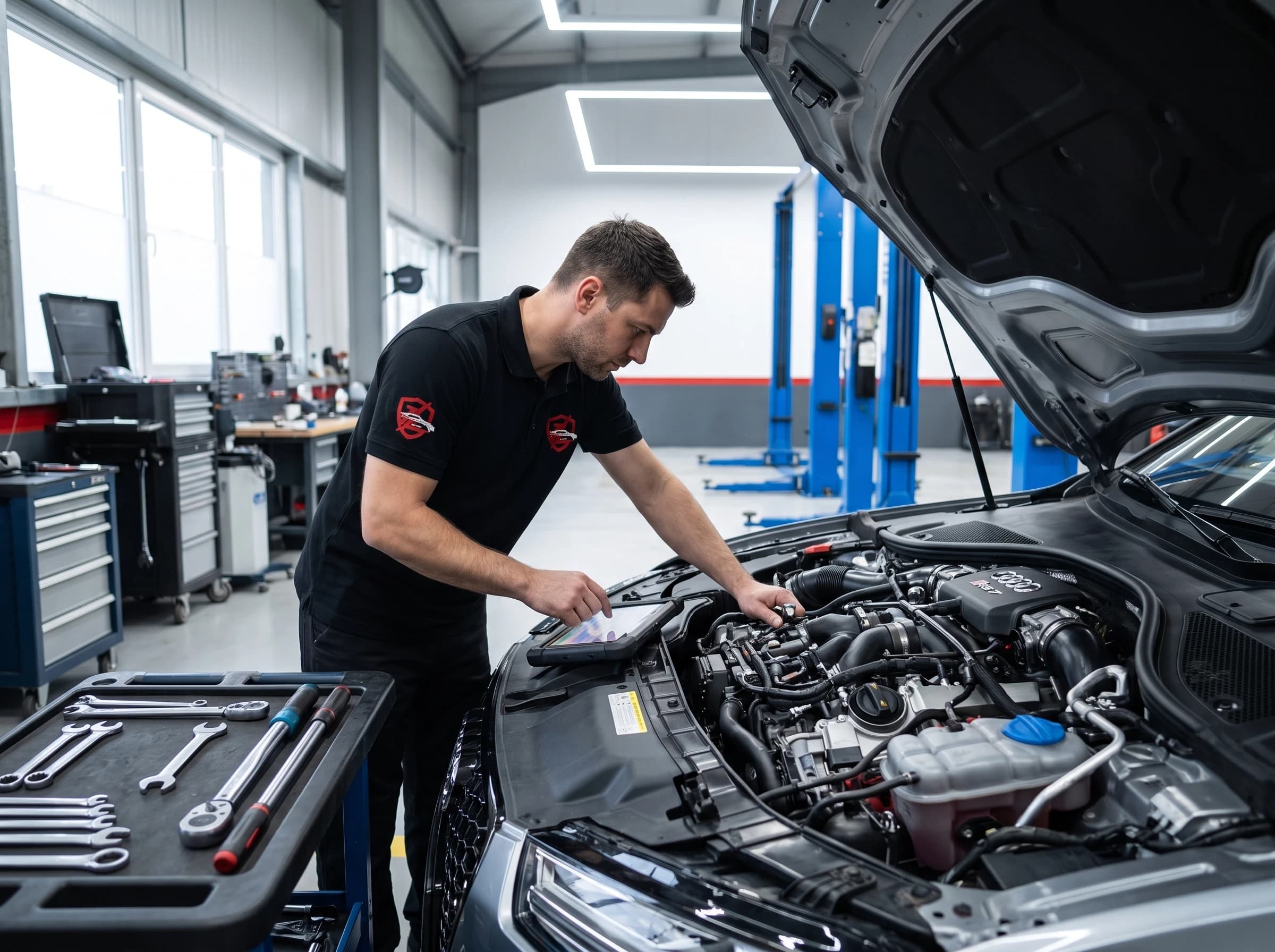 Audi engine repair at German Autos, Al Quoz Dubai