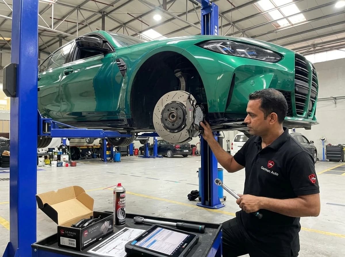 BMW brake pad and disc replacement at German Autos, Al Quoz Dubai