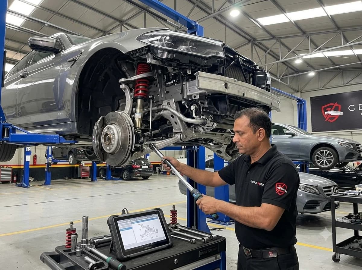 BMW suspension repair at German Autos, Al Quoz Dubai