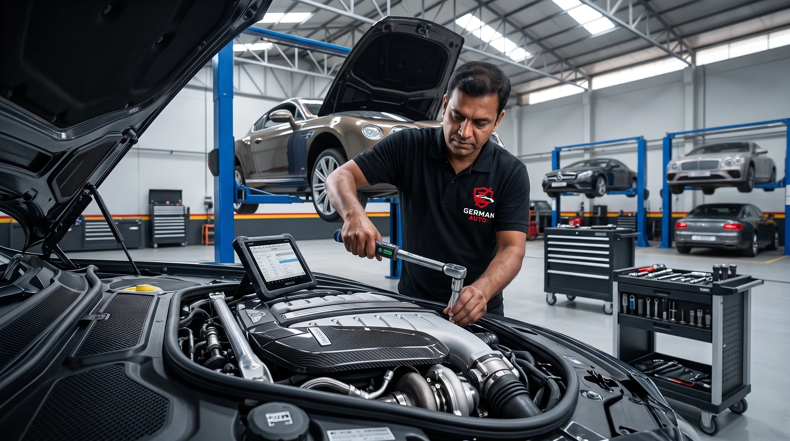 Bentley engine repair at German Autos, Al Quoz Dubai