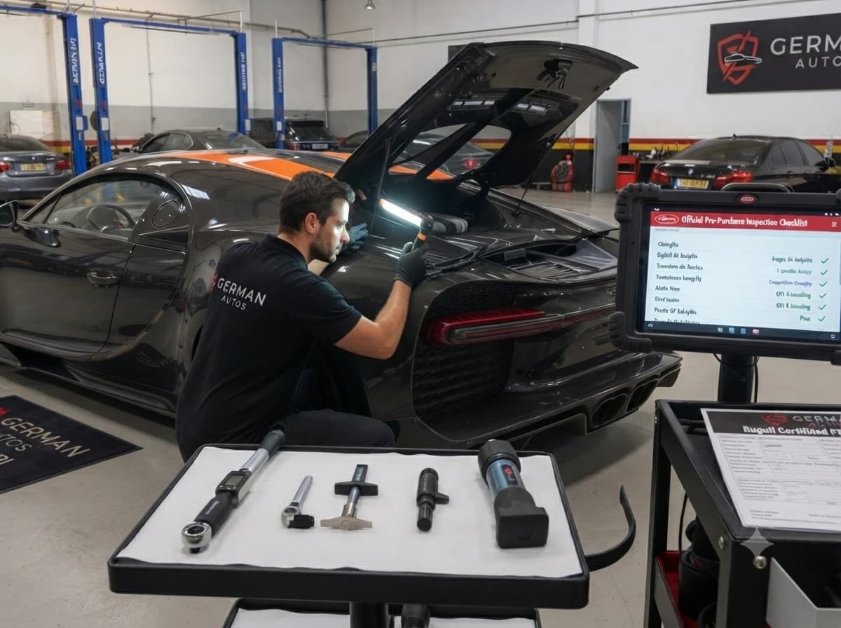 Bugatti pre-purchase inspection at German Autos, Al Quoz Dubai