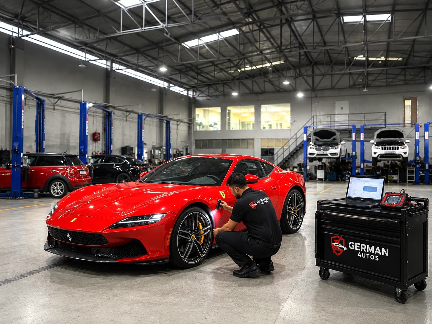 Ferrari pre-purchase inspection at German Autos, Al Quoz Dubai