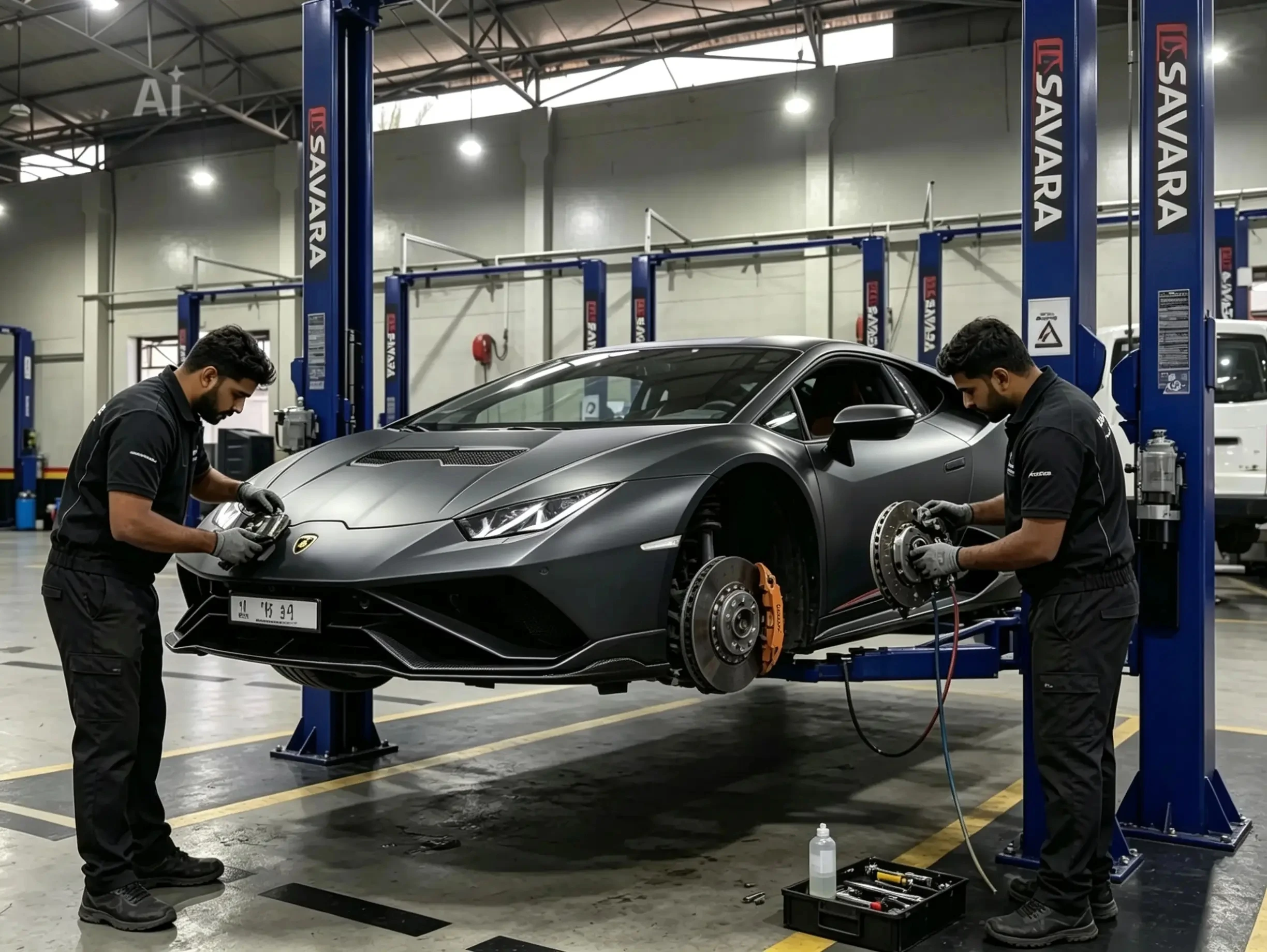 Lamborghini brake pad and disc replacement at German Autos, Al Quoz Dubai