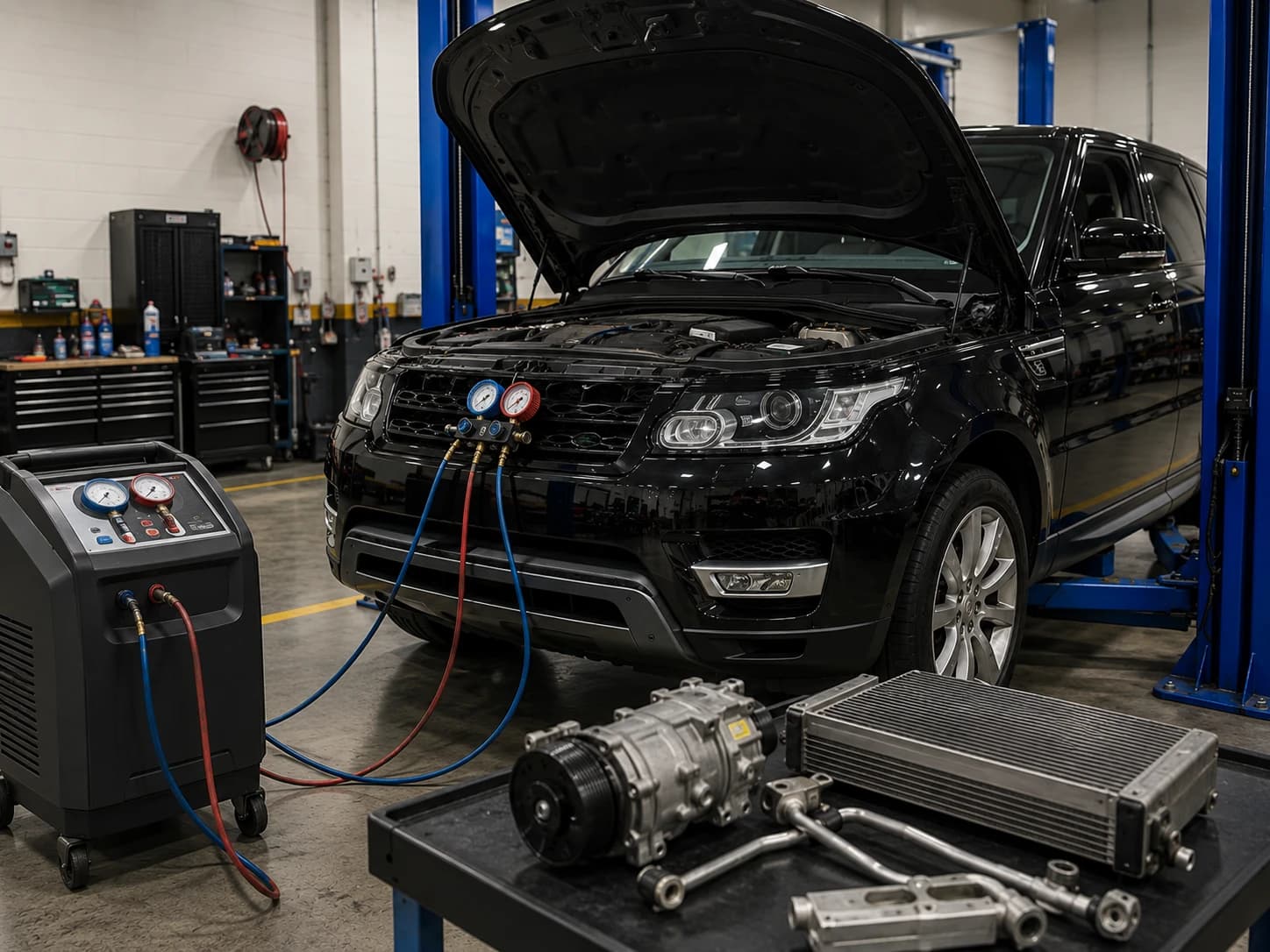Land Rover air conditioning repair and re-gas at German Autos, Al Quoz Dubai
