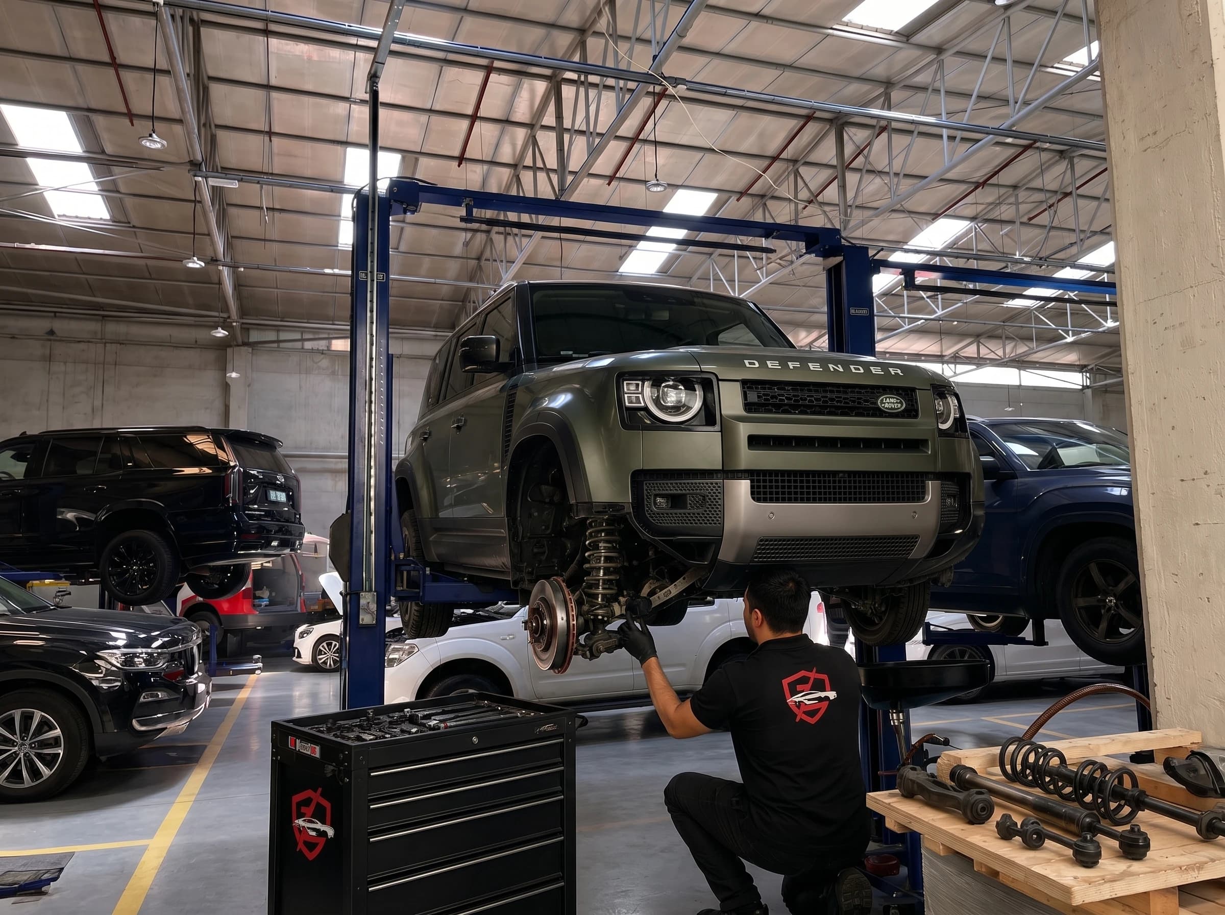 Land Rover suspension repair at German Autos, Al Quoz Dubai