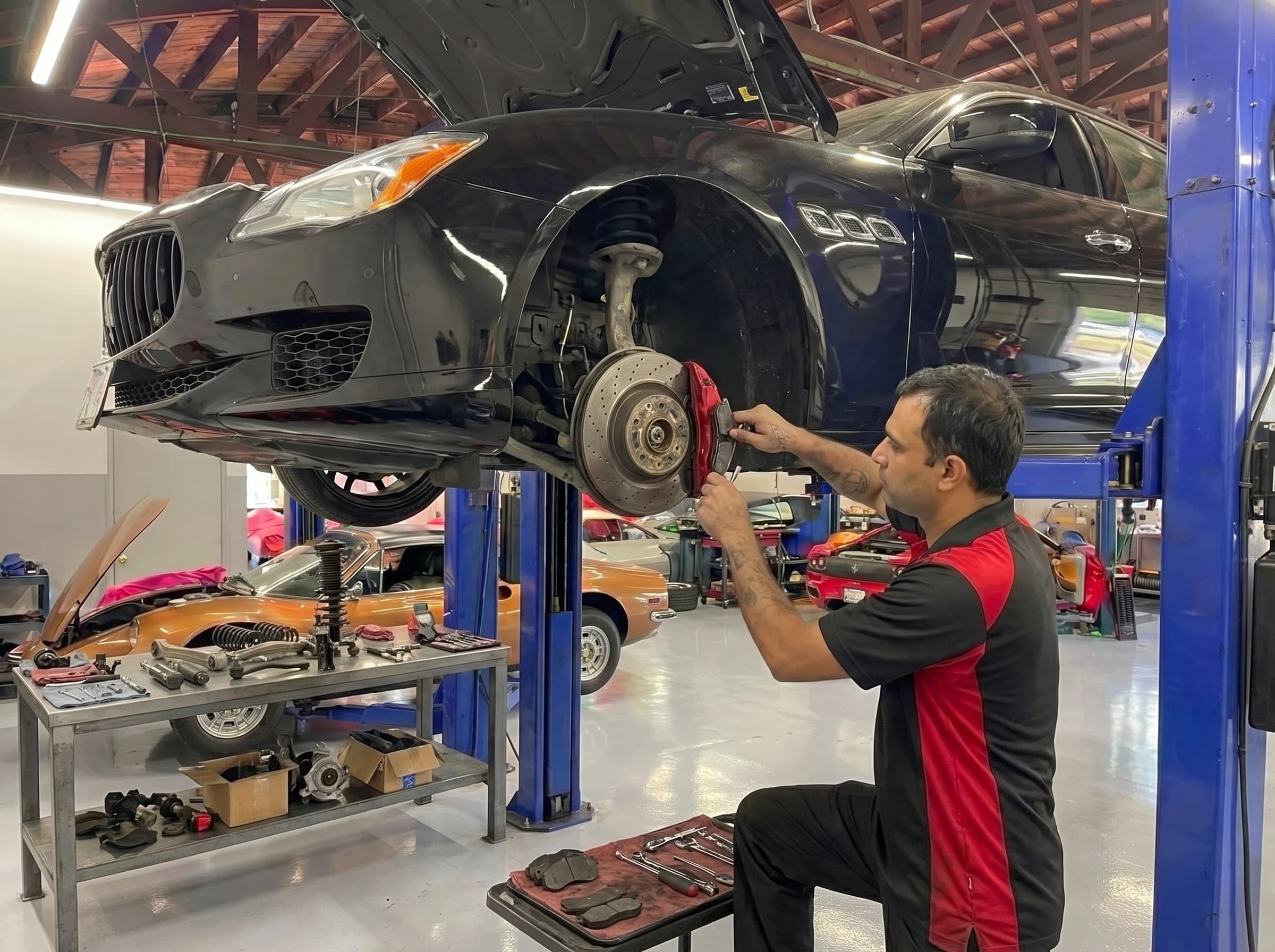 Maserati brake pad and disc replacement at German Autos, Al Quoz Dubai