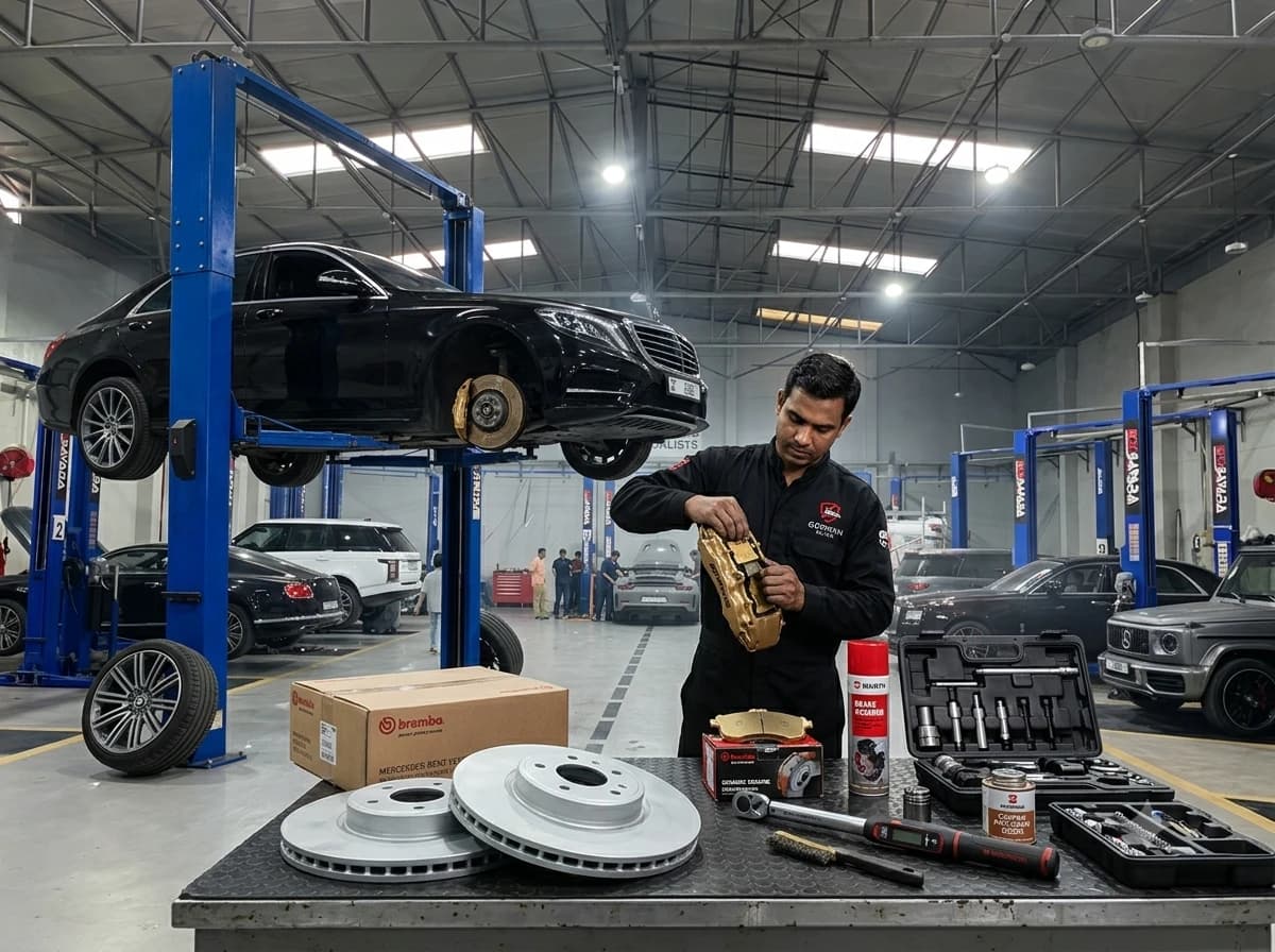 Mercedes-Benz brake pad and disc replacement at German Autos, Al Quoz Dubai