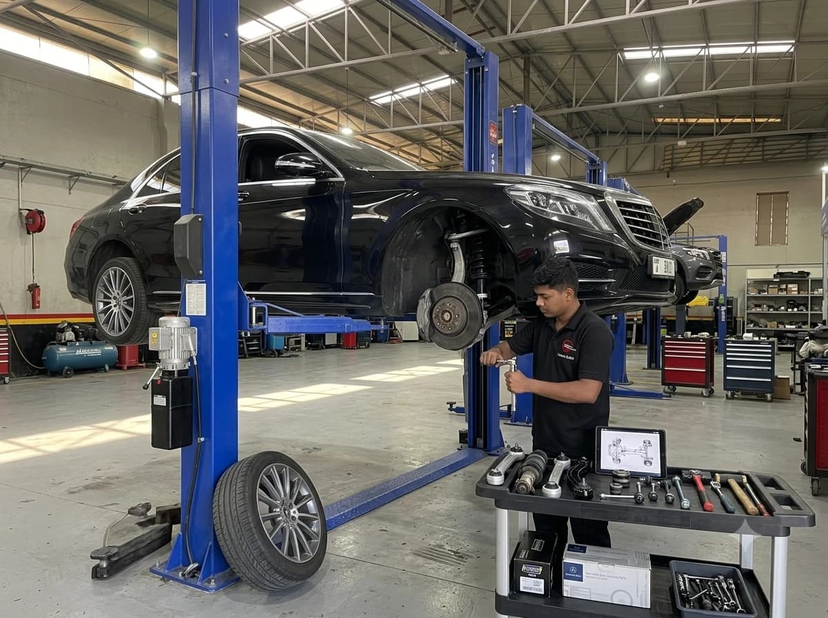 Mercedes-Benz suspension repair at German Autos, Al Quoz Dubai