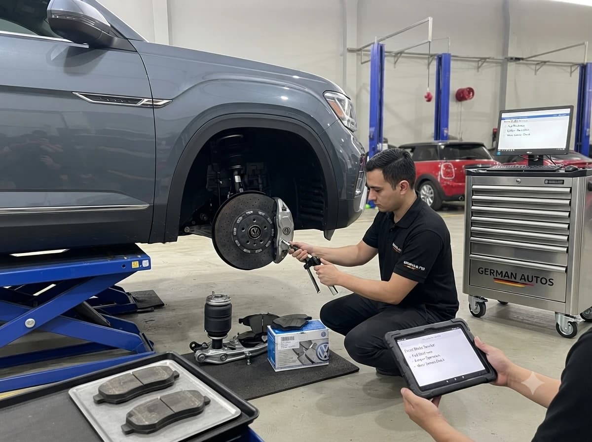 Volkswagen brake pad and disc replacement at German Autos, Al Quoz Dubai